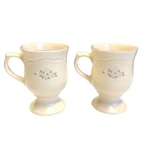 2 Pfaltzgraff Remembrance Pedestal Coffee Cup Mug Discontinued Farmhouse Vintage - £21.35 GBP