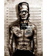 Franky Mugshot Lowbrow Art Canvas Giclee Print Marcus Jones Tattoo Frankenstein - $75.00 - $265.00