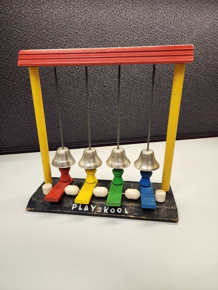 Vintage 1960's Playskool Wooden Bell Toy Piano Xylophone Musical Colorful Rare - £20.91 GBP