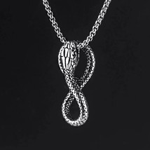 Men&#39;s Silver Punk Gothic Serpent Snake Pendant Necklace Animal Jewelry Chain 24&quot; - £9.31 GBP