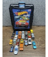 Hot wheels carrying case And Cars Lot Handle And Wheels Matchbox CV JD - $19.80