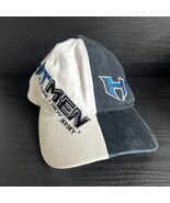 Vintage XFL Hitmen Spellout Split Dad Cap Strapback Hat Blue White Football - $9.85