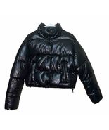 ZARA Down Puffer Jacket Womens S Black Full Zip Quilted Cropped sz L NEW - $62.96