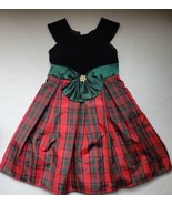 Girl&#39;s Charter Club Velvet Cap Sleeve Plaid  Skirt Holiday Dress Green B... - $27.42 CAD