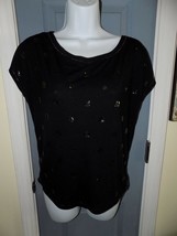 Aeropostale Black Sequin Dot Shirt Top Tee Size S Women&#39;s Euc - £13.14 GBP