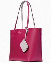 Kate Spade Ava Reversible Ruby Red Leather Tote Pouch Pearl NWT K6052 $359 FS - £94.16 GBP