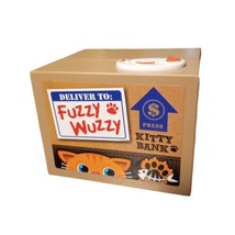 Fuzzy Wuzzy Novelty Animated Kitty Cat Grabs Coin Bank Mechanical Tested... - £14.59 GBP