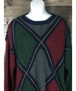  NAUTICA Mens XLarge hand knit thick sweater great colors perfect cotton - $348.82 MXN