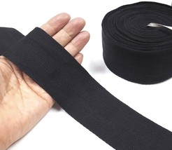 1-3/4&quot; 45mm wide 6yds Black Cotton Twill Ribbon Wrapping Binding Bias Ta... - $7.99