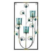 Peacock Feather Three Candle Wall Sconce - £38.49 GBP