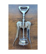 Silver Corkscrew Wine Bottle Opener w/Fins - Push Down - Used - Italy - $16.16 CAD