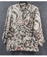 Chico’s Jacket Abstract Women Size 1 (Small 8/10) Button Front 3/4 Sleev... - $25.84