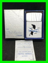 Stunning Unfired Vintage Wind Master Pipe Petrol Lighter - Hunting Flying Geese  - £81.30 GBP