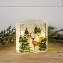 FROSTED GLASS LUMINARY - DEER IN FOREST - £30.03 GBP