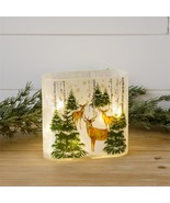 FROSTED GLASS LUMINARY - DEER IN FOREST - $39.99