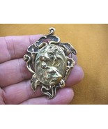 (B-LION-663) Lion pair lions wild Big cat roaring Calla Lily brass pin p... - $20.99