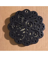 Vintage 1980s Black Plastic Lucite Cut Out Henna Style Floral Flower Sha... - $550.81 MXN
