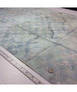 Batik Quilting Fabric Silver Geometric Floral Lt Green Blue 1 Yd Cotton ... - £12.69 GBP