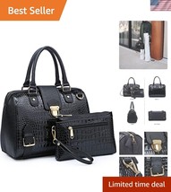 Multi-Functional Vegan Leather Handbag with Adjustable Strap and Zipper ... - $67.49