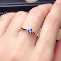 Sri Lanka Sapphire Ring for women 925soild sterling silver 3mm blue natural gems - £27.12 GBP