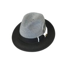 Men's Milani Straw Braided Fedora Hat Soft Crushable FDS-006 Black/White image 1