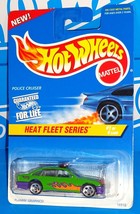 Hot Wheels 1997 Heat Fleet Series #537 Police Cruiser Green w/ 5DOTs - $3.00