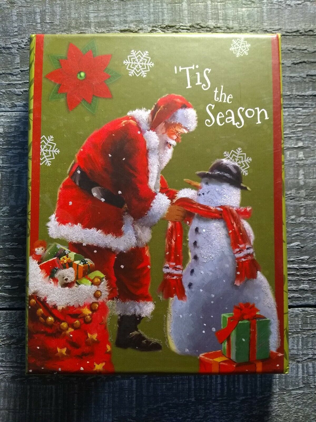 Trimmerry Gift Card Boxes Tis The Season Santa Claus Snowman New - $13.81