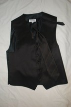 Calvin Klein Chocolate Brown Striped Tuxedo Vest and Striped Necktie Size Medium - £27.09 GBP