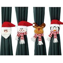 4pcs Christmas Curtain Tiebacks Santa Snowman Curtain Buckle Xmas Home Decor - £17.65 GBP