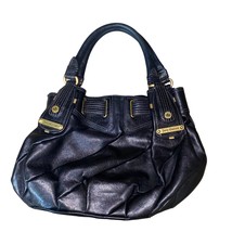 Juicy Couture Y2K Vintage Leather Hobo Handbag Purse in Black/Gold - $107.21
