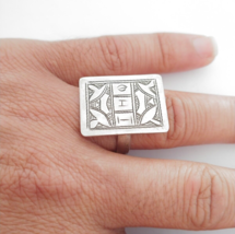 Amazigh Ring Tuareg Moroccan Handcrafted Artisanal Berber Silver Engraved Rings - £27.25 GBP