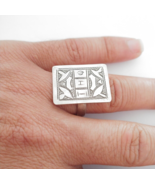 Amazigh Ring Tuareg Moroccan Handcrafted Artisanal Berber Silver Engrave... - £27.25 GBP