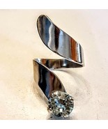 Wrap Ring Vintage Art Deco Silver Tone Bypass Rhinestone Solitaire Adjus... - $379.84 MXN