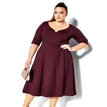 NWT City Chic Cute Girl Elbow Sleeve Dress - oxblood Size 18 - £43.83 GBP