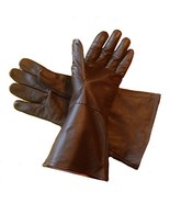 Leather Gauntlet Gloves Dark Brown Medium Long Arm Cuff - $29.70