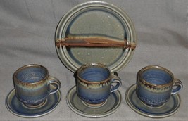 Mid Century Artist Eric Norstad 7 Pc Set PLATE-CUPS/SAUCERS Studio Art Pottery - £221.60 GBP