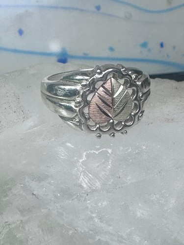 Black Hills Gold Ring leaf band size 7.75 sterling silver women girls Item image 12