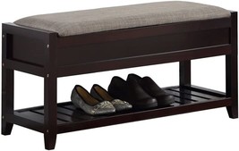 Roundhill Furniture Rouen Espresso Seating Bench With Shoe Storage. - £79.92 GBP