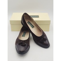 Cole Haan Brown Suede Patent Cap Toe Slip On Flats Loafers Shoes 7.5 B Vtg - $37.99