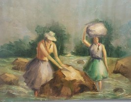 Rare Luis José Peñuela Pinzon - Women Washing At The River - Painting Colombia - £4,054.87 GBP