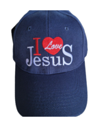 I Love Jesus Hat Cap Navy Embroidered Adjustable One Size Baseball Chris... - $16.65 CAD