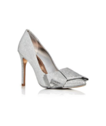 Ted Baker London Lurex Bow Pointed Toe Pumps Sz 6 m Silver Glitter Heels... - $162.98 CAD