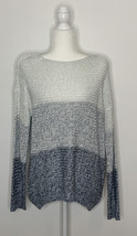 RDI NWT Ombre Sweater Sz L Blue Loose Knit Long Sleeve Crew Neck L3 - £12.56 GBP