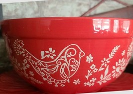 Pioneer Woman Stoneware 10&quot; Mixing Bowl w/Spout ~ &quot;Mazie&quot; ~ Red ~ Vintage Design - £35.87 GBP