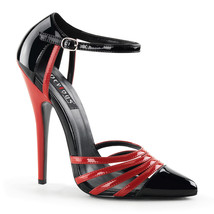 DOM412/BR Sexy 2 Tone Black &amp; Red Strappy 6&quot; High Stiletto Heels Women&#39;s Shoes - £47.14 GBP