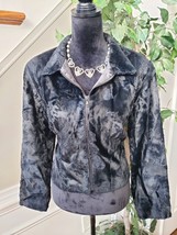 Monika Turtle Studio Black Faux Fur Long Sleeve Casual Front Zip Jacket Large - £39.42 GBP