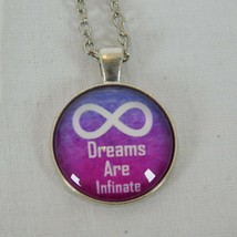 Dreams are Infinite Symbol Purple Silver Tone Cabochon Pendant Chain Necklace Rd - £2.35 GBP