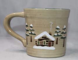 Sonoma Life+Style Lodge 16 Oz Coffee Mug with Log Cabin &amp; Trees Stoneware - £8.34 GBP