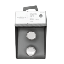Satin Nickel Octagon Cabinet Drawer Knob Pulls Silver Home Decor 2 Pack - £6.35 GBP