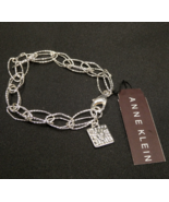 Anne Klein Silver-Toned Metal 7&quot; Oval Chain Link Bracelet - NEW - $309.61 MXN